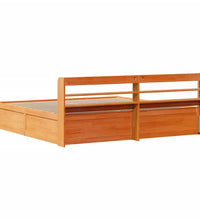 Massivholzbett mit Kopfteil Wachsbraun 200x200 cm Kiefer