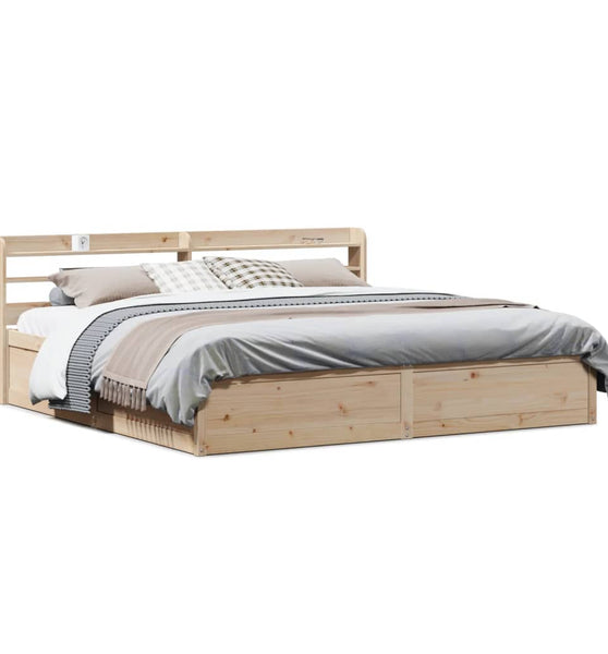 Massivholzbett mit Kopfteil 180x200 cm Kiefer