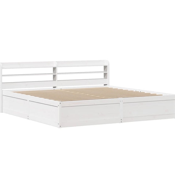 Massivholzbett mit Kopfteil Weiß 180x200 cm Kiefer