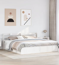 Massivholzbett mit Kopfteil Weiß 180x200 cm Kiefer