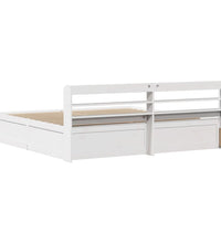 Massivholzbett mit Kopfteil Weiß 180x200 cm Kiefer