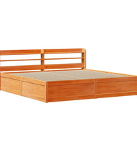 Massivholzbett mit Kopfteil Wachsbraun 180x200 cm Kiefer