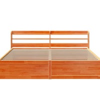 Massivholzbett mit Kopfteil Wachsbraun 180x200 cm Kiefer