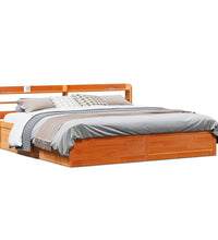 Massivholzbett mit Kopfteil Wachsbraun 180x200 cm Kiefer