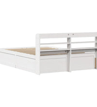 Massivholzbett mit Kopfteil Weiß 160x200 cm Kiefer