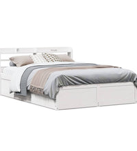 Massivholzbett mit Kopfteil Weiß 160x200 cm Kiefer