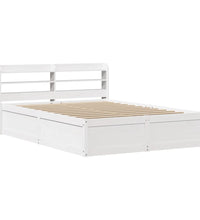 Massivholzbett mit Kopfteil Weiß 150x200 cm Kiefer