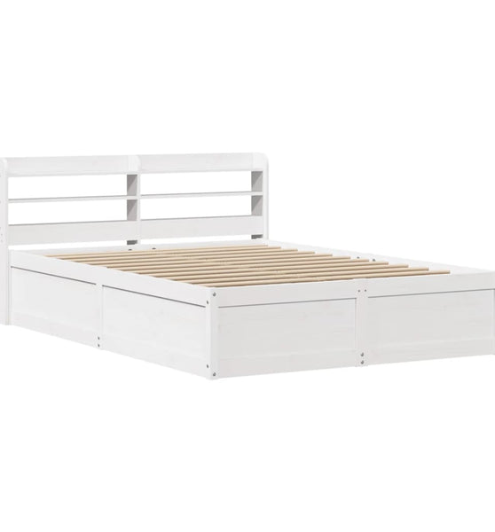 Massivholzbett mit Kopfteil Weiß 150x200 cm Kiefer