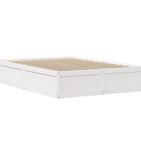 Massivholzbett mit Kopfteil Weiß 150x200 cm Kiefer