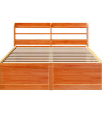 Massivholzbett mit Kopfteil Wachsbraun 150x200 cm Kiefer