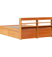 Massivholzbett mit Kopfteil Wachsbraun 150x200 cm Kiefer