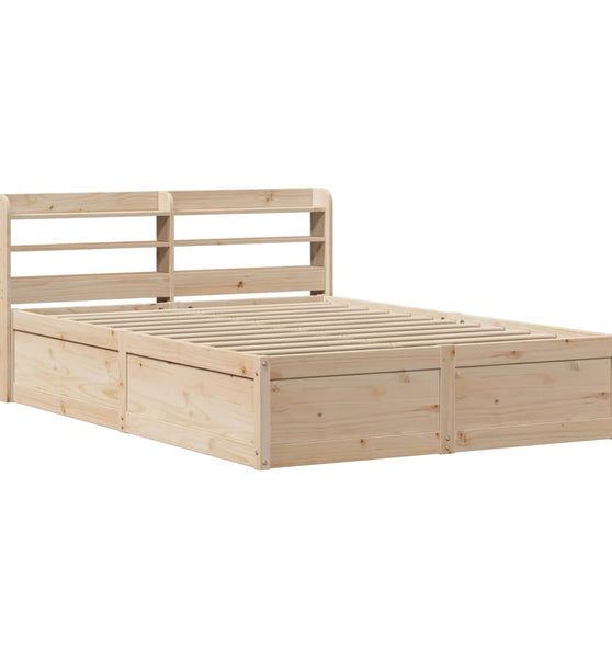 Massivholzbett mit Kopfteil 140x200 cm Kiefer