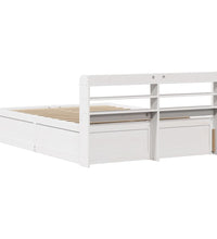 Massivholzbett mit Kopfteil Weiß 140x200 cm Kiefer