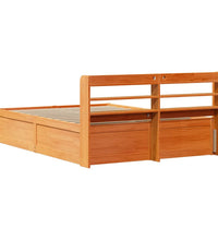 Massivholzbett mit Kopfteil Wachsbraun 140x200 cm Kiefer