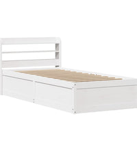 Massivholzbett mit Kopfteil Weiß 100x200 cm Kiefer