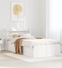 Massivholzbett mit Kopfteil Weiß 100x200 cm Kiefer