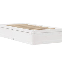Massivholzbett mit Kopfteil Weiß 100x200 cm Kiefer