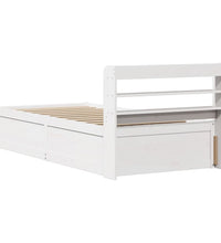Massivholzbett mit Kopfteil Weiß 100x200 cm Kiefer
