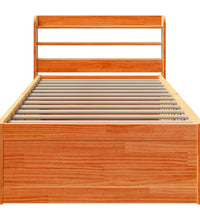 Massivholzbett mit Kopfteil Wachsbraun 100x200 cm Kiefer