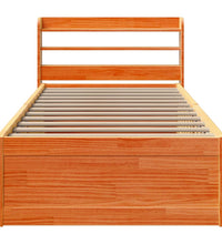 Massivholzbett mit Kopfteil Wachsbraun 90x200 cm Kiefer