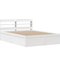 Massivholzbett mit Kopfteil Weiß 140x190 cm Kiefer