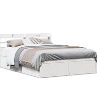 Massivholzbett mit Kopfteil Weiß 140x190 cm Kiefer