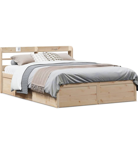 Massivholzbett mit Kopfteil 135x190 cm Kiefer