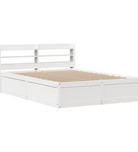 Massivholzbett mit Kopfteil Weiß 135x190 cm Kiefer
