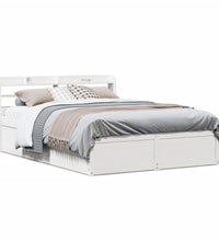 Massivholzbett mit Kopfteil Weiß 135x190 cm Kiefer