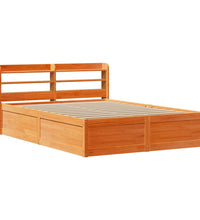 Massivholzbett mit Kopfteil Wachsbraun 120x190 cm Kiefer
