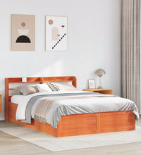 Massivholzbett mit Kopfteil Wachsbraun 120x190 cm Kiefer