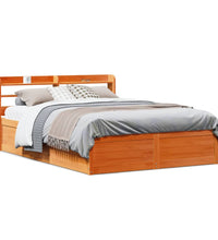 Massivholzbett mit Kopfteil Wachsbraun 120x190 cm Kiefer
