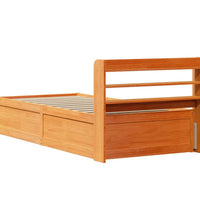 Massivholzbett mit Kopfteil Wachsbraun 75x190 cm Kiefer