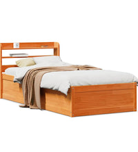 Massivholzbett mit Kopfteil Wachsbraun 75x190 cm Kiefer
