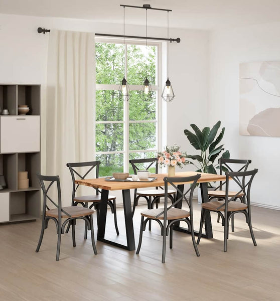 Esstisch Hellbraun 180x80x74 cm Massivholz Eiche Rechteckig