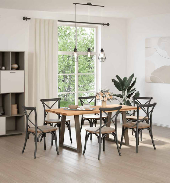 Esstisch Hellbraun 180x80x74 cm Massivholz Eiche Rechteckig