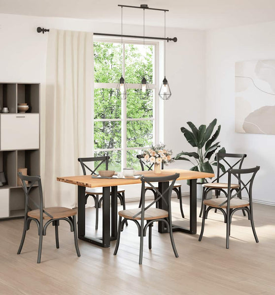 Esstisch Hellbraun 180x80x74 cm Massivholz Eiche Rechteckig