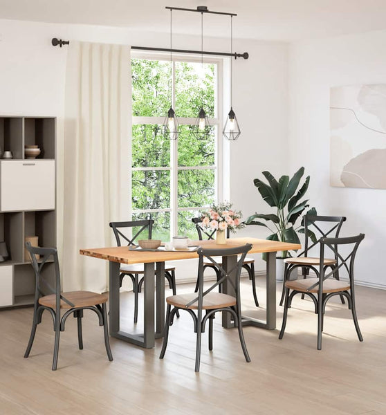 Esstisch Hellbraun 180x80x74 cm Massivholz Eiche Rechteckig