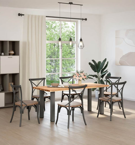 Esstisch mit Baumkanten 180x80x74cm Massivholz Eiche Rechteckig