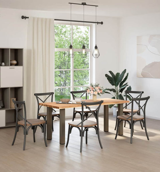 Esstisch mit Baumkanten 180x80x74cm Massivholz Eiche Rechteckig