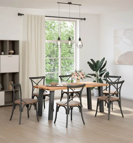 Esstisch mit Baumkanten 180x80x74cm Massivholz Eiche Rechteckig