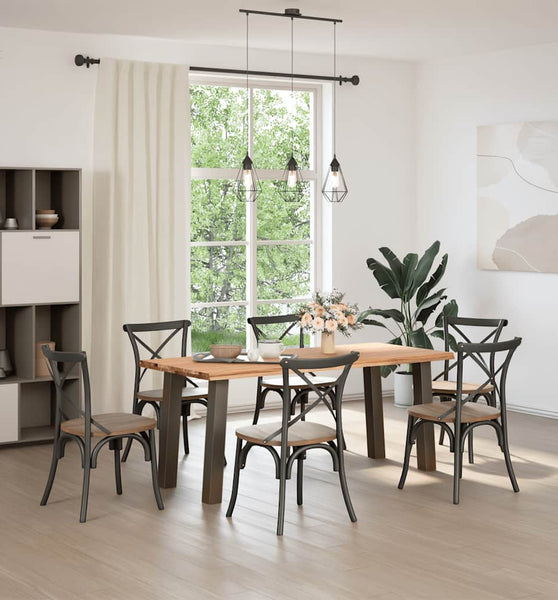 Esstisch mit Baumkanten 180x80x74cm Massivholz Eiche Rechteckig