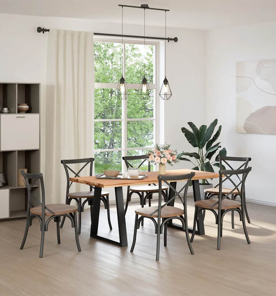 Esstisch mit Baumkanten 180x80x74 cm Massivholz Eiche