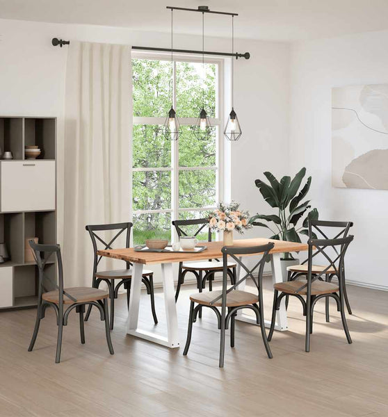 Esstisch mit Baumkanten 180x80x74 cm Massivholz Eiche