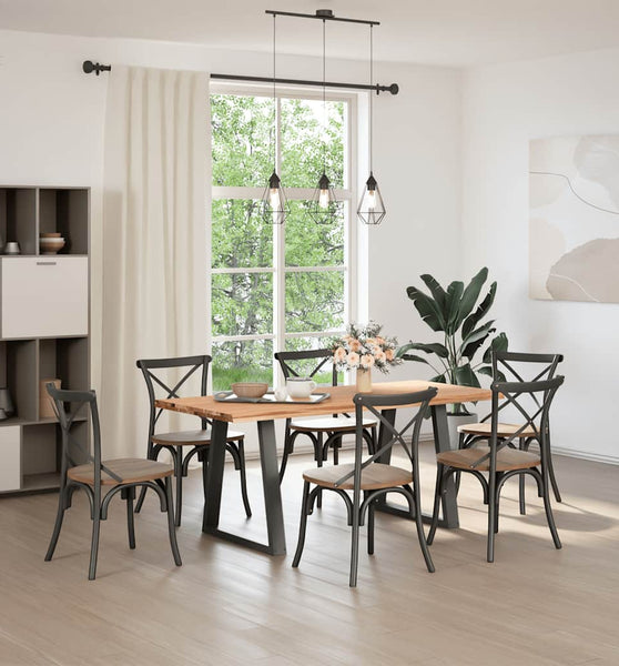 Esstisch mit Baumkanten 180x80x74 cm Massivholz Eiche