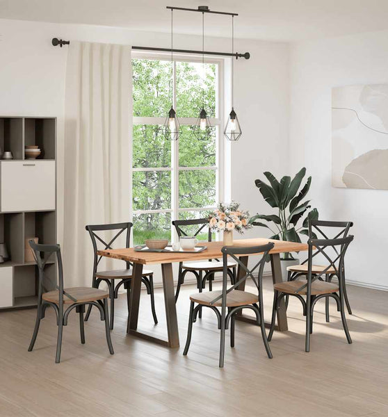 Esstisch mit Baumkanten 180x80x74 cm Massivholz Eiche