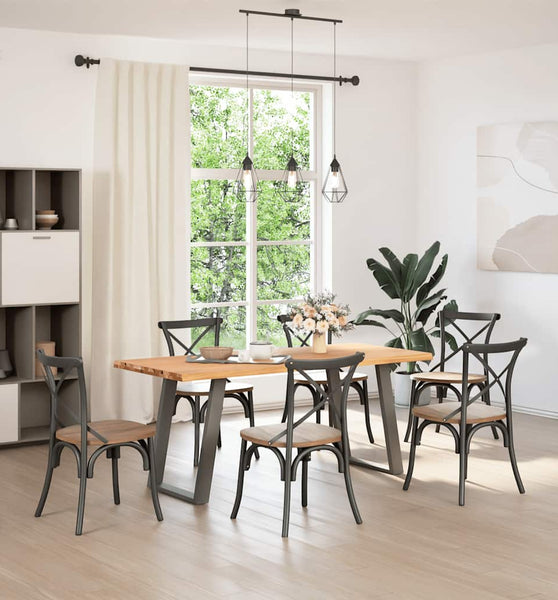 Esstisch mit Baumkanten 180x80x74cm Massivholz Eiche Rechteckig