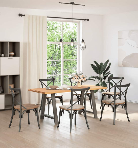 Esstisch mit Baumkanten 180x80x74cm Massivholz Eiche Rechteckig