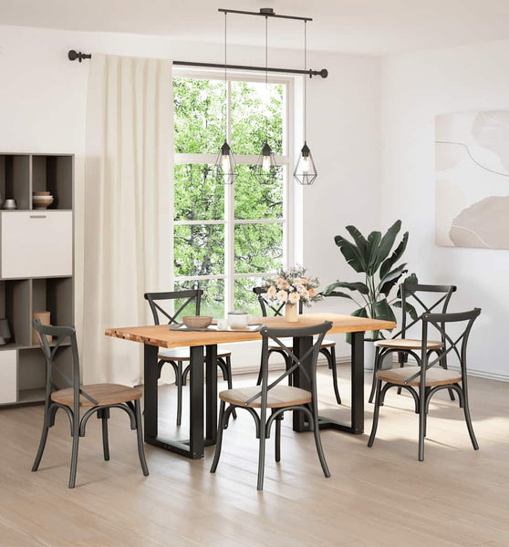 Esstisch mit Baumkanten 180x80x74cm Massivholz Eiche Rechteckig