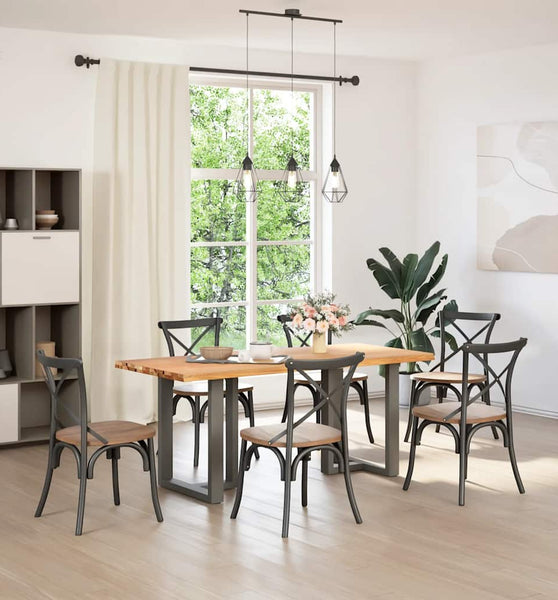 Esstisch mit Baumkanten 180x80x74cm Massivholz Eiche Rechteckig